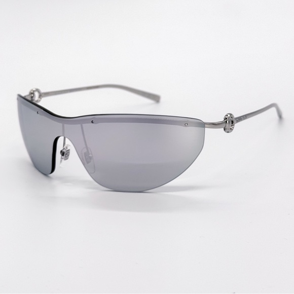 NEW GUCCI GG1700S 002 SUNGLASSES SHIELD SILVER WOMEN GUCCI EYEWEAR - Picture 6 of 11